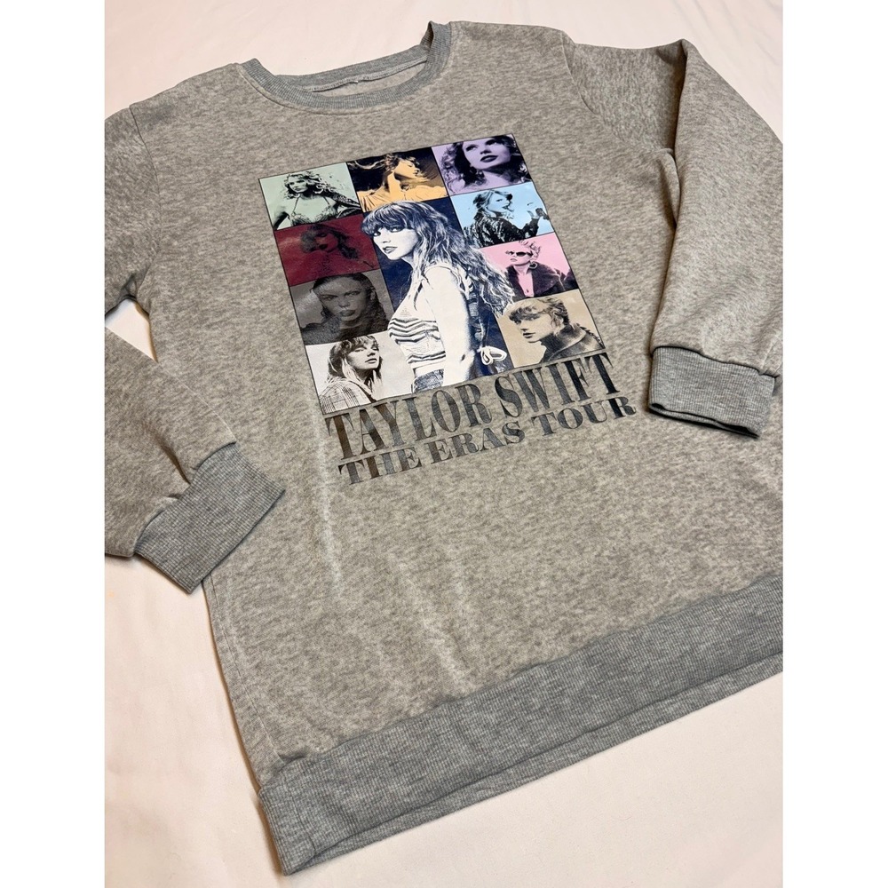 Taylor Swift Eras Tour Sweatshirt Gray Crewneck Concert Merch Size L